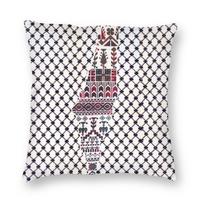 Palestine Keffiyeh Palestinian Traditional Tatreez Embroidery Sofa Cushion Cover Polyester Hatta Kufiya Pillow Case Home Decor Peach skin 18*18(CM)-1Pcs