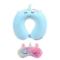 UShape Neck Pillow Eye Mask Memory Foam Travel Pillows for Business Car Office rožinė