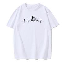 Mountain Bike Heartbeat Funny Mtb Dirt Bike Men Tshirt Hip Hop Casual Tops Summer Street T Shirt Oversized Cotton Short Sleeve S smėlis