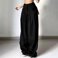Casual Wide-leg Pants, High-waist Street Basic Loose Sports Pants L juoda