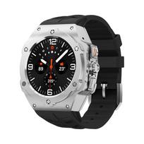 Prabangus metalinis modifikavimo rinkinys, skirtas Samsung Galaxy Watch Ultra 47mm, anglies pluošto dėklas, guminis dirželis, skirtas Galaxy Watch 7 Ultra 47mm for Watch Ultra 47mm sidabras