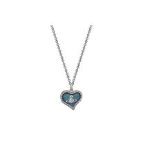 Vivienne Westwood Petra Pendant Heart Mother Of Pearl Saturn Silver Brass Necklace Women necklace 6302010302P263P263 Box