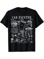 Vintage Automotive PainterCar Painting Design with Paint Spray Gun  Technical Diagramscotton Oneck printed mens Tshirt S