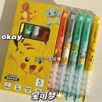 Aukščiausios kokybės 5 vnt. Pokemon Pikachu gelinis rašiklis Mielas Anime Animacinis Charmander Squirtle Paspaudžiamas gelinis rašiklis Raštinės reikmenys Mokyklinės prekės Šventinės dovanos
