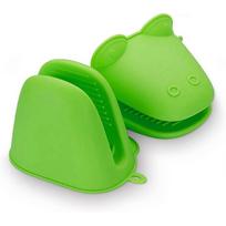 Silicone Oven Mitts for Baking Cooking Grilling Heat Resistant Green Frog