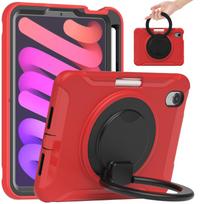 Hybrid Case for IPad Mini 7 A17 Pro 2024 Mini 7 2021 8.3 Inch Model A2993 A2995 A2996 A2567 A2568 A2569 360 Rotating Stand Cover Mini A17 Pro 2024 raudona