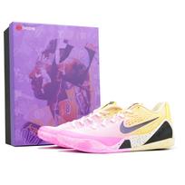 Nike Kobe 9 Cushioning Abrasion Resistant Cushioning, Wear Resistant Low top Basketball Shoes Unisex Pink Yellow IH1401-100(Team-9) 44