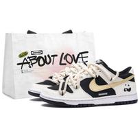 Nike Dunk Panda Cheese Low top Skateboard Shoes Women's Black White Yellow DD1503-101(Team62-) 36.5
