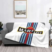 Itin švelni vilnos Martini Racing Team pledas Šilta flanelės dryžuota automobilių lenktynių antklodė miegamajam, biurui, sofai 75x90cm white