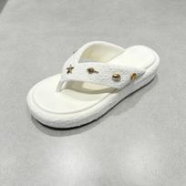 The latest pinch tow thick-soled one-pedal flip-flop sandals in summer, star-decorated versatile women's shoes 34