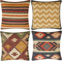 Boho Rankų darbo pagalvės užvalkalas Džiuto Vilnos Pagalvės užvalkalas Vintažinis Indų Tautinis Mesti Pagalvė Sofai Lovai Kėdei Svetainės Dekoras Rinkinys Iš 4 Peach skin 18*18(CM)-4Pcs