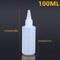 10-1000 ml tuščias plastikinis spaudžiamas buteliukas su lašintuvu ir užsukamu dangteliu, pusiau permatomas, konteineris skysčiui, rašalui, aliejiniams dažams, pigmentui 100ml