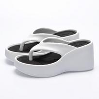 Lucyever Summer Wedge Flip Flops for Women 2024 Fashion Clip Toe Platform Slippers Woman Thick Bottom Non Slip Beach Slides 35-36 balta