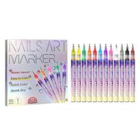 Fine Tips 3D Nail Art Pens, 12 Colors 0.5MM Nail Polish Pens Nail Point Graffiti Dotting Pen Drawing Painting Liner Brush for Home Salon