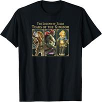 The Legend of Zelda Tears Of The Kingdom Main Trio Panels T-Shirt S juoda