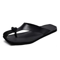 New Italian Leather Flip-flops For Men Casual Cool Beach Slippers Summer Men's Light Flats Shoes 38 juoda
