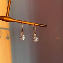 One Carat Shiny Single Zircon Earrings Light Luxury Premium Versatile Simple Mozambican Ear Hook Earrings
