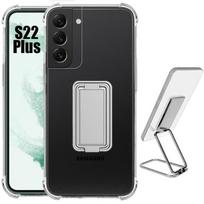 Coque pour Samsung Galaxy S22+-S22 Plus Protection Silicone Transparent Antichoc avec Support Réglable Argenté