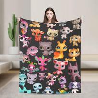 Warm Soft BlanketGirls Boys Travel Littlest Pet Shop Throw Blanket  Flannel Bedspread For Couch Chair Sofa Bed Novelty 75x90cm