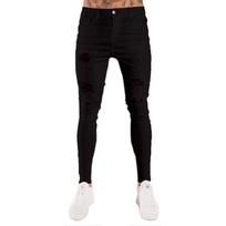 Vyriškos mados džinsinio audinio kelnės Distressed Jeans Ilgos pieštuko kelnės S juoda