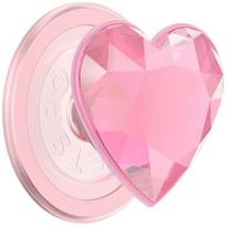 Popsockets Crystal Heart Grip MagSafe phone holder and stand, pink