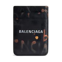 Balenciaga Micro Logo Print Leather Card Holder Men Accessories Black 6758352AA9M1000 Basic Set (Bag+Dust Bag)