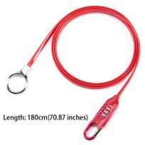 3-digits Combination Bicycle Password Lock 150cm Length Anti-theft Bike Lock  Motorcycle Use raudona