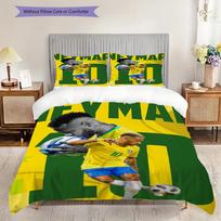 Neymars Brazil Glory Three-piece set (1 * duvet cover + 2 * pillowcase, without core) 2D Flat Christmas birthday gift Bedding set Soft and comfortable 135x200cm