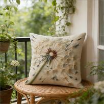 Boho Dandelion Pillow Cover Faux Embroidery Print Whimsical Botanical Cushion Case For Sofa Bed Couch Nature Lover Home Decor Peach skin 18*18(CM)-1Pcs
