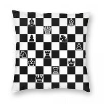Chess Board Piece Square Pillowcase Polyester Linen Velvet Pattern Zip Decor Pillow Case Sofa Cushion Cover Peach skin 18*18(CM)-1Pcs