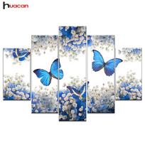 „Huacan“ „pasidaryk pats“ viso kvadrato deimantinis paveikslas drugelis kelių paveikslėlių kombinuotas siuvinėjimas kryželiu 5 vnt/komplektas 1525x2 1535x2 1540