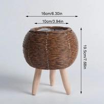 1 vnt Boho augalų stovo krepšelis gėlių lentyna Sultingi augalai austi sodintuvų imitacija rotango gėlių stovo krepšelis su nuimamomis kojelėmis