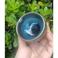 Jian zhan Tenmokus Arbatos puodeliai 60ml Mėlynas Aliejaus lašas Natūralus Raštas Degtas Krosnyje Kinų Song Dinastijos Amatai <200ml