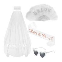 Bachelorette Party Bridal Sash Veil Fan Sunglasses Set Bride To Be Gift Bridal Shower Wedding Hen Night Bride To Be Gift 1