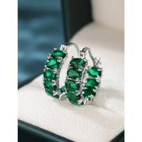 Fashionable Elegant Delicate Pink Red Oval Cubic Zirconia Earrings for Women Jewelry Sets