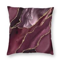 Burgundy Maroon Geode Agate Square Pillowcase Polyester Linen Velvet Printed Zip Decorative Pillow Case Room Cushion Cover 30cmx30cm