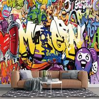 3D Grafiti Tapetai Didelės Grafiti Sienų Freskos Miegamajam Svetainei Valgomajam Grafiti Sienų Freskos 200 cm(W) x 140 cm(H)