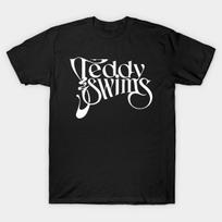 Men Black Print T-shirt Teddy-Swims No-Cut Transfer Paper Print Cotton Tshirt S juoda
