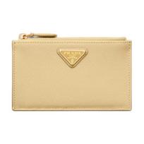 Prada Saffiano Triangle Logo Leather Card Holder Women accessories Vanilla-Yellow 1MC086_QHH_F0032 Box(Basic Set+Box)