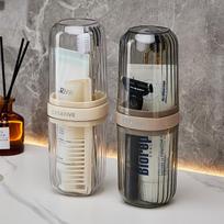 BWNK Travel Toiletry Cup Mouthwash Toothbrush Cup for Student Dormitory, Hotel And Tourism Use, Transparent Gray