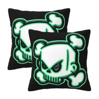 Ken Block Acrylic Skull 2 Pcs Square Pillowcase Pillow Cover Cushion Decor Comfort Throw Pillow For Home Car Peach skin 18*18(CM)-2Pcs green