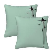1950S Atomic Age Retro Starburst In Mint Green And Black 2 Pcs Square Pillowcase Pillow Cover Throw Pillow For Home Bedroom Peach skin 18*18(CM)-2Pcs