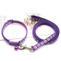 Polyester Cat Harness and Leash Set Paw Pattern Puppy Halter Dog Harness Belt  Dog Walking Outdoors violetinė