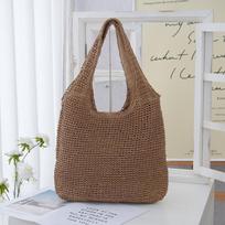 2025 m. Moteriška vasarinė šiaudinė peties rankinė Mori stiliumi - Rankų darbo, universali, didelės talpos paplūdimio rankinė 41cm Length, 32cm Height, 26cm Strap chaki