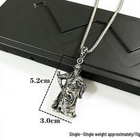 Retro Guan Gong Wu Caishen Pendant Necklace - Dragon & Qilin Carving in High-End National Style 3.0mm Thick - 60cm Stainless Steel Chain