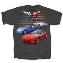 Chevy Chevrolet Corvette C5 JAV. Vėliavos trumpomis rankovėmis marškinėliai NAUJAS Greitas Unisex marškinėliai XXXL gray