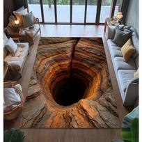 3D Hole Illusion Rug Realistic Cave Floor Rug Unique Optical Illusion Rug for Living Room Fun Novelty Home Decor Popular Rug 40x60cm