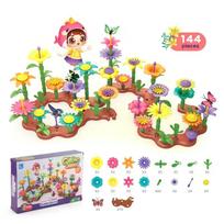 Flower Garden Building Set Girl Diy Flower Stacking Blocks Toddlers Bouquet Bricks Development for Kid 4 5 6 Years Old Gifts Set