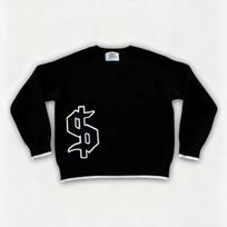 STREETRICH Y2K Megztinis ilgomis rankovėmis su dolerio ir gotišku siuvinėjimu Puloveris Gotikinis Retro Atsitiktinis Streetwear Vyriški Platus Megztas Drabužis S