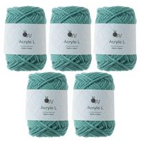 Raw Wool Acrylo Super 50g Made in Set of 5 Balls Smoky Yarn, L, Bulky, (approx. 55m), Japan, (12. Green)